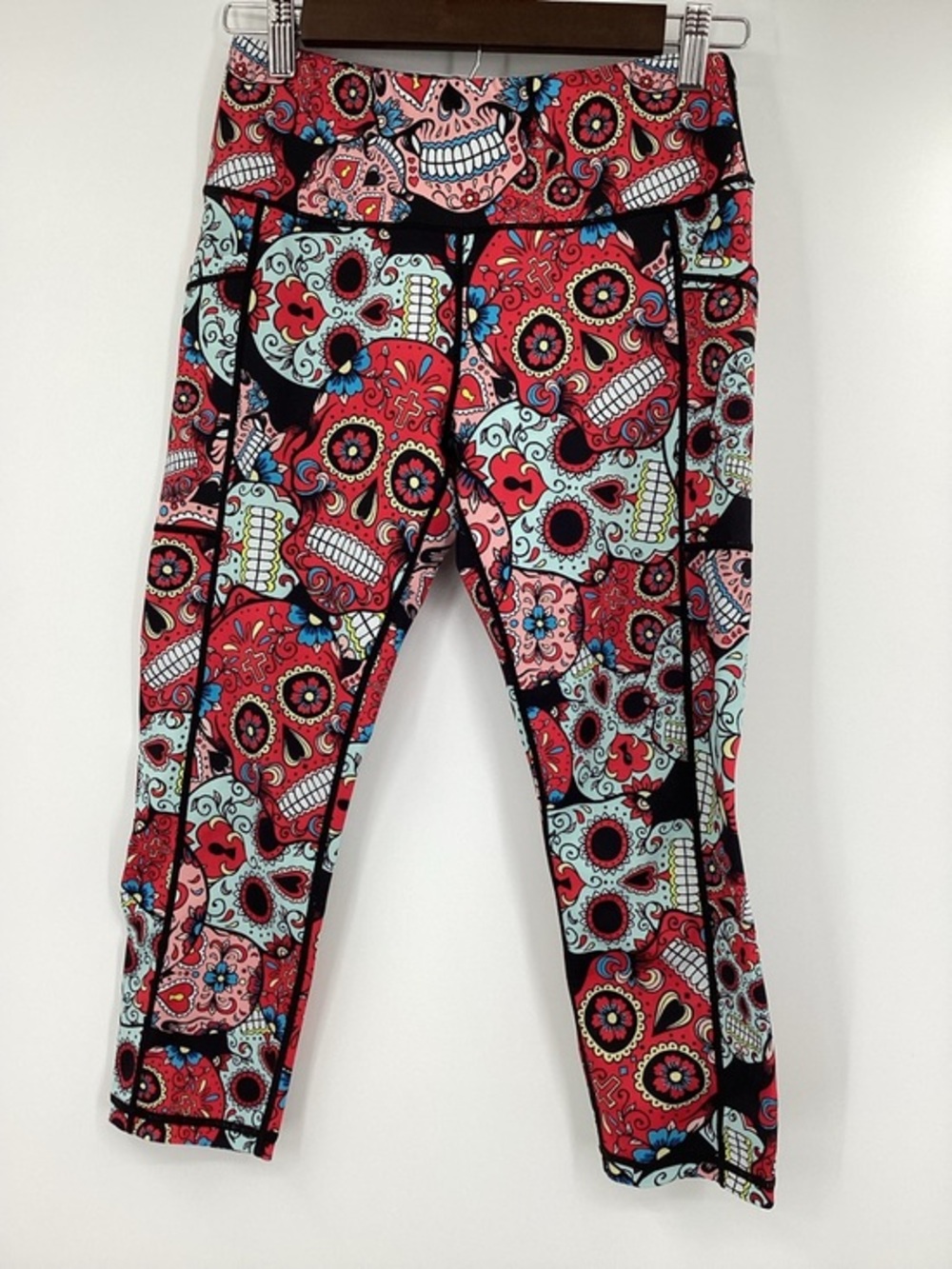Constantly Varied Gear Red & Blue Sugar Skull Capri Leggings